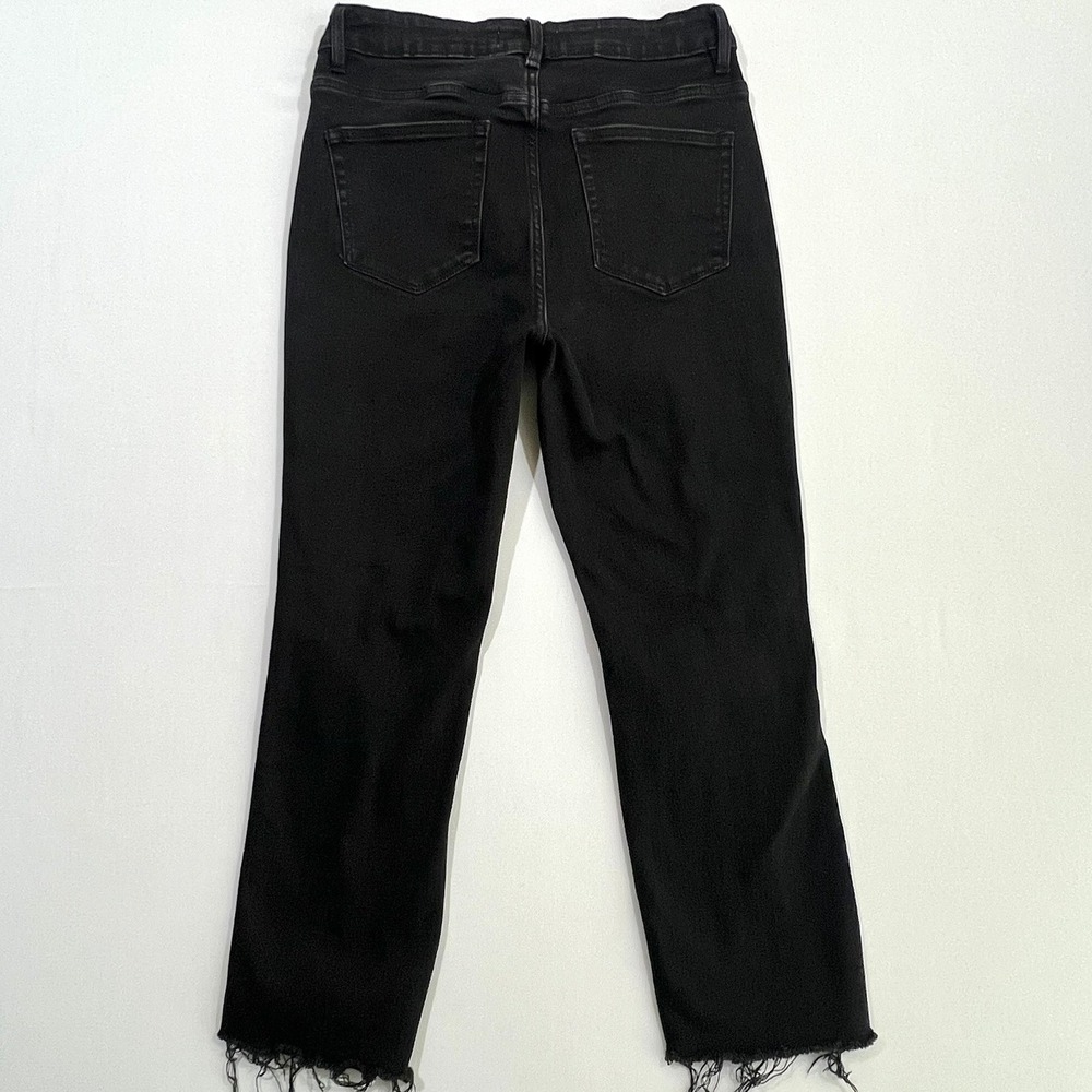 Vervet Blue Jeanne High Rise Crop Straight Jeans Black Distressed Womens Size 30 - Picture 3 of 15